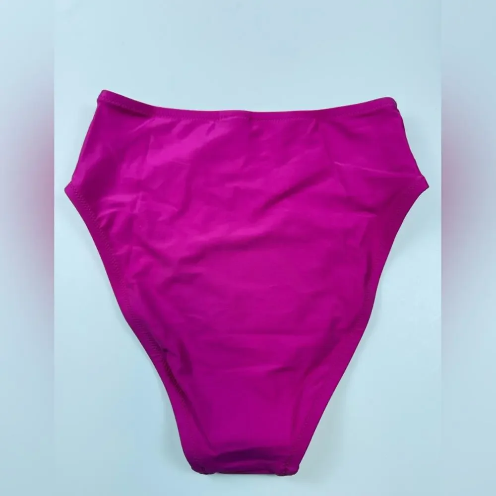 NWT J. Crew Bikini Bundle Radiant Fuscia Square Neck Top and 2 Bottoms Size XS